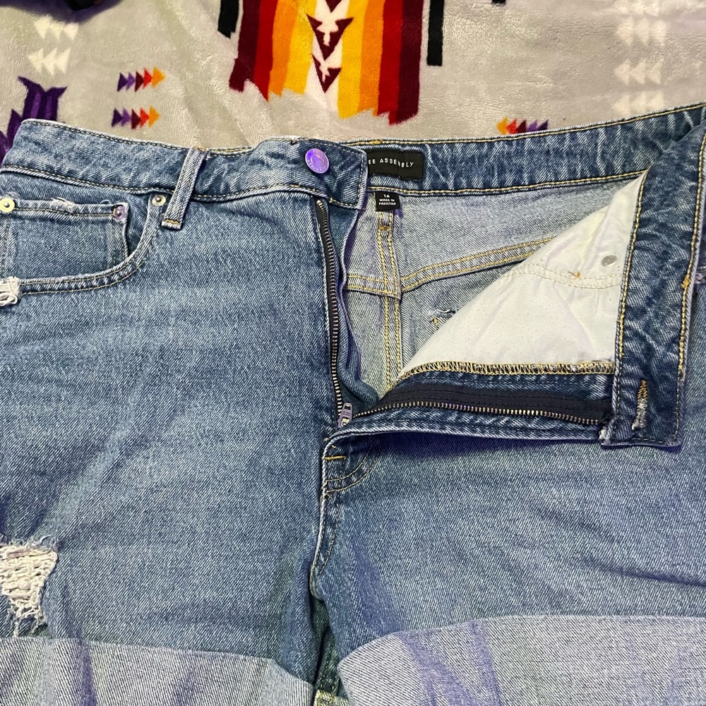 lightly worn denim shorts